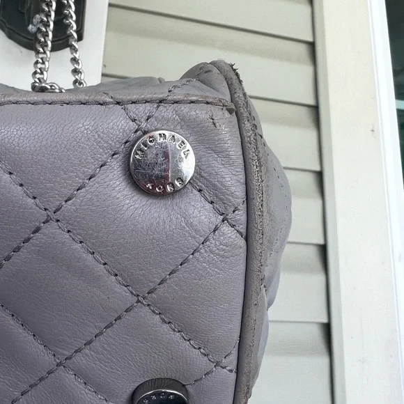 2016 VTG Michael Kors Susannah Lg Quilted-Leather Tote/Shoulder Bag ~ Pearl Grey - Picture 9 of 14